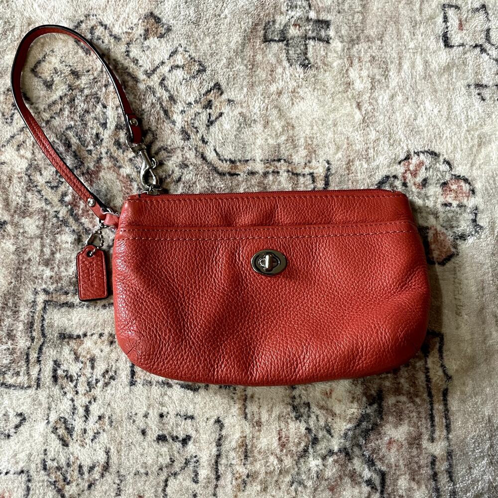 Coach F49472 Park Leather Medium Wristlet in Tearose Coral - Picture 7 of 8